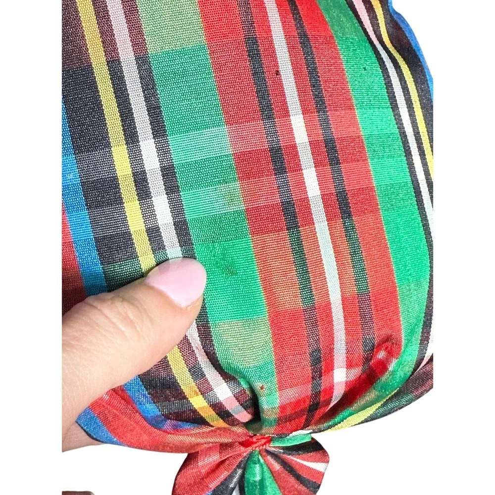 Vintage 90s Christmas‎ Reindeer Plush Stuffed Animal Tartan Plaid Sitter Nylon